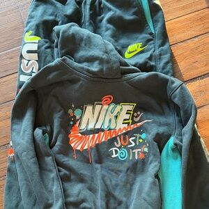 Nike Kids Hoodie and pants - teal green with Neon Accents